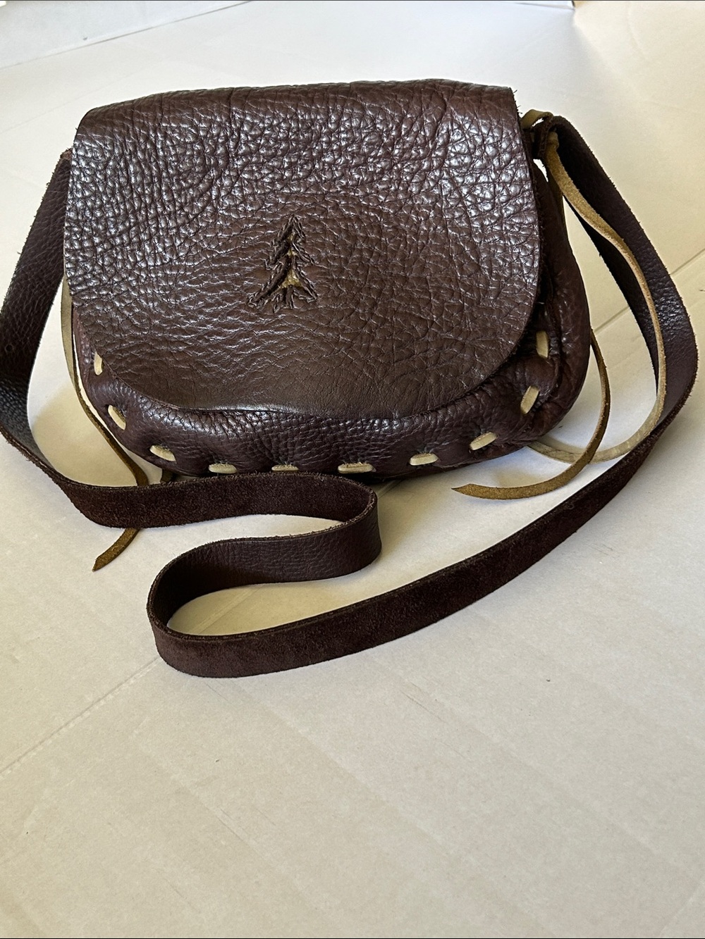 HANDCRAFTED BROWN PEBBLED LEATHER SHOULDER BAG